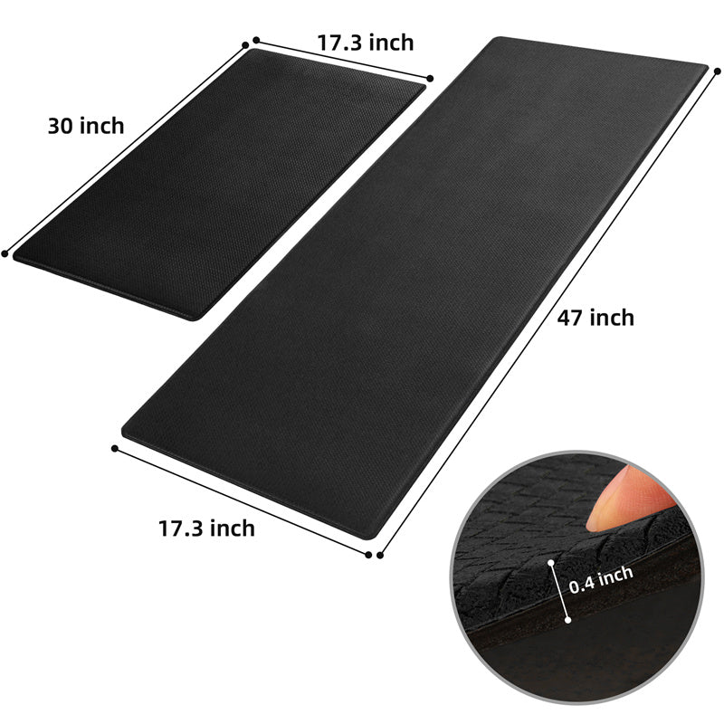 Black PVC Kitchen Floor Mats — 2-Piece Set, kitchen rug, sink mat and standing mat