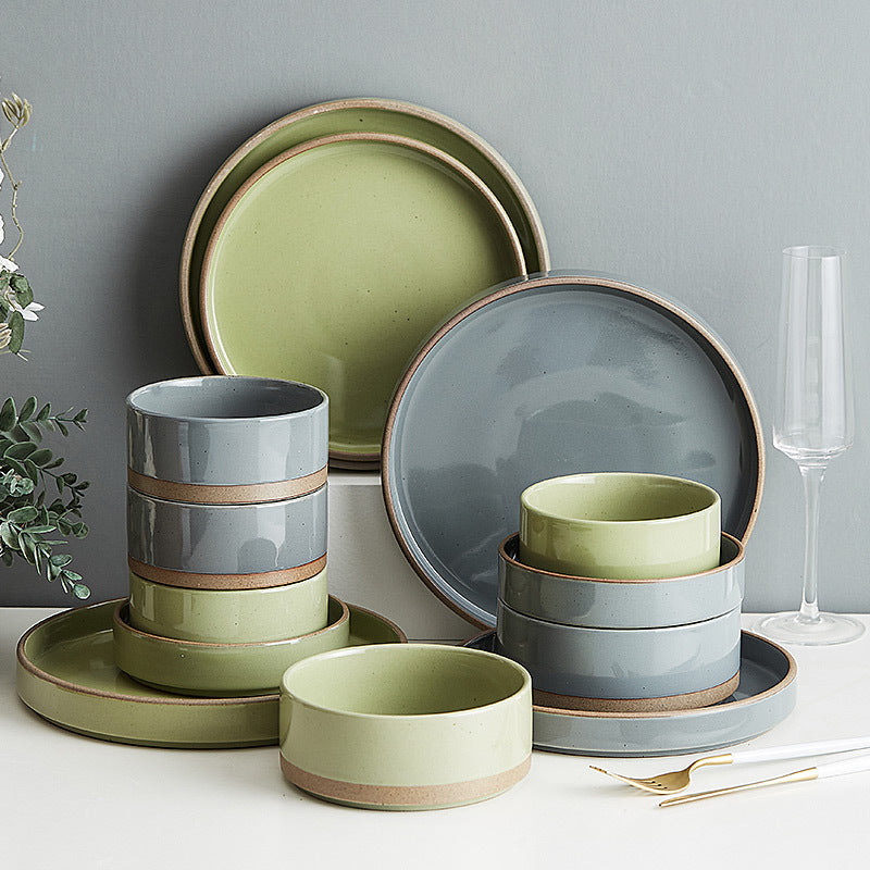 Solid-Color Ceramic Bowls and Plates, dinnerware, serving bowl and salad plate