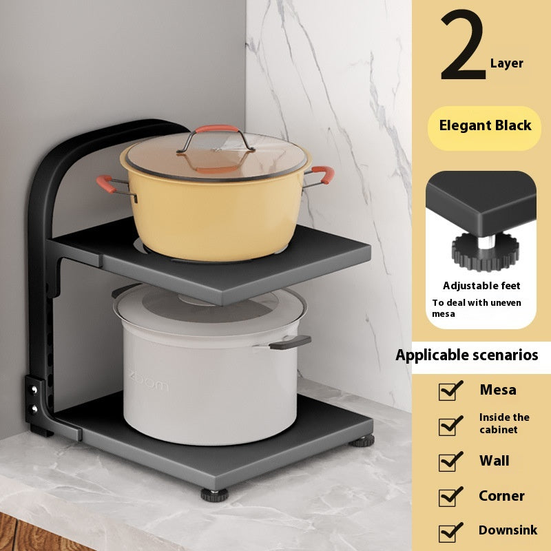 Carbon Steel Countertop Pot Rack, pot organizer, pan rack and cookware stand