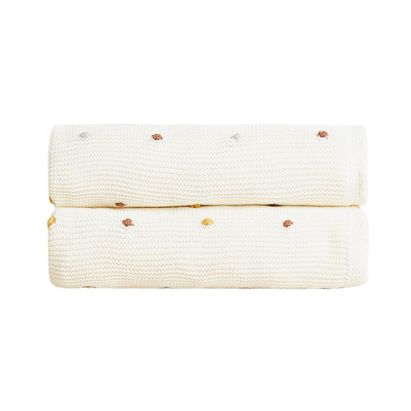 Speckled Off-White Cotton Knitted Blanket, throw blanket, knit blanket and sofa throw