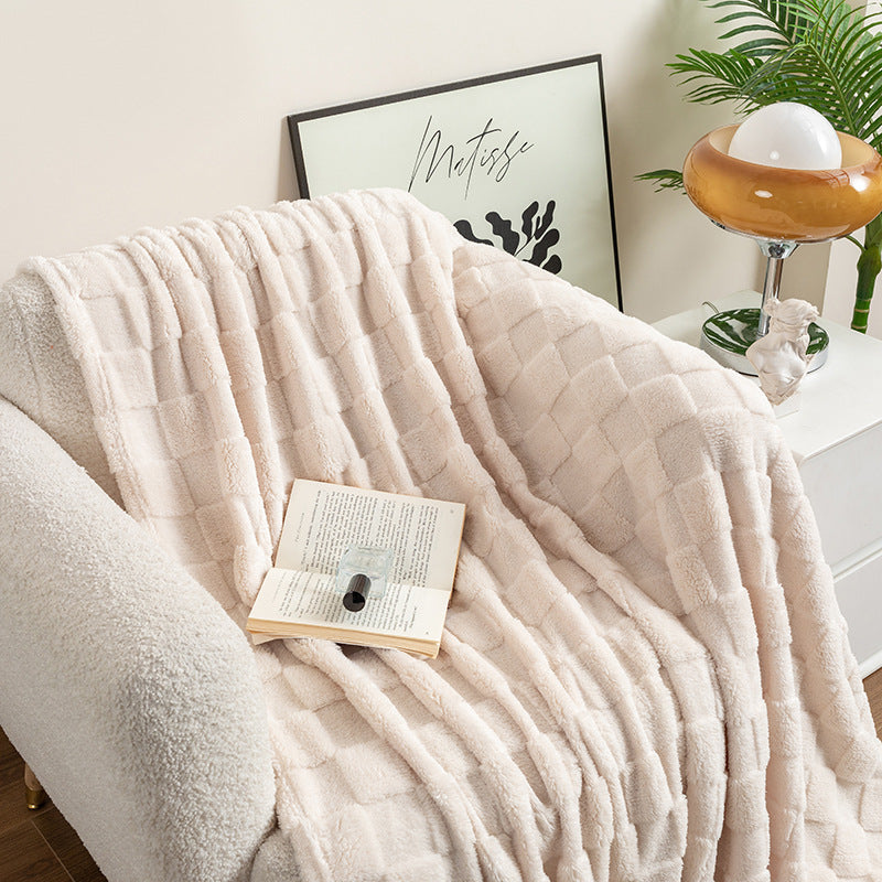 Checkered Jacquard Polyester Throw Blanket, checkered blanket and sofa throw