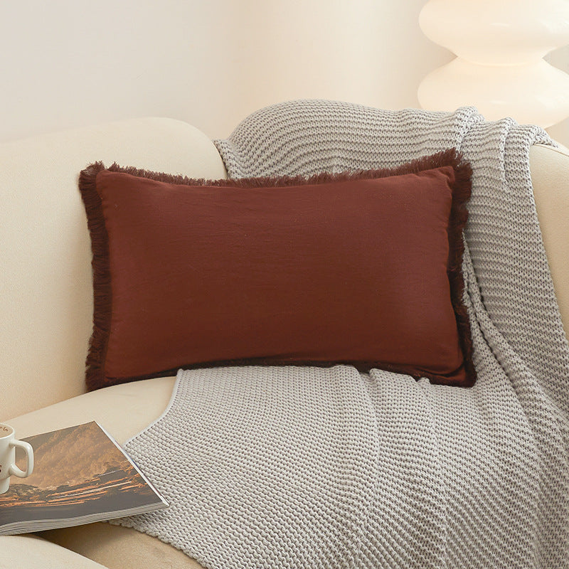 Solid-Color Pillow Cover with Fringe Options, throw pillow cover, cushion cover and sofa pillowcase