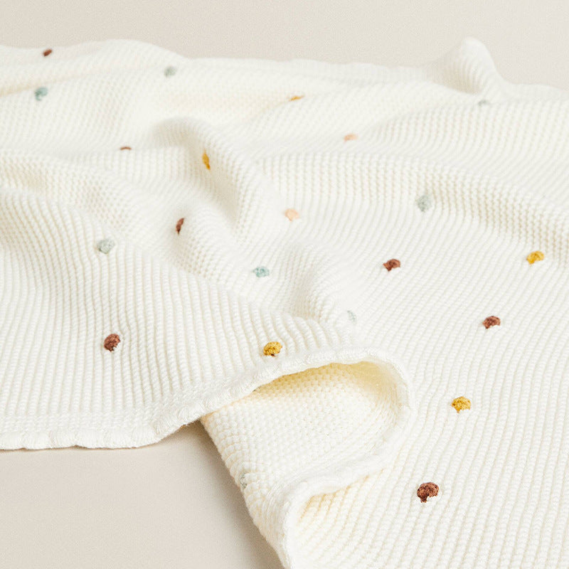 Speckled Off-White Cotton Knitted Blanket, throw blanket, knit blanket and sofa throw