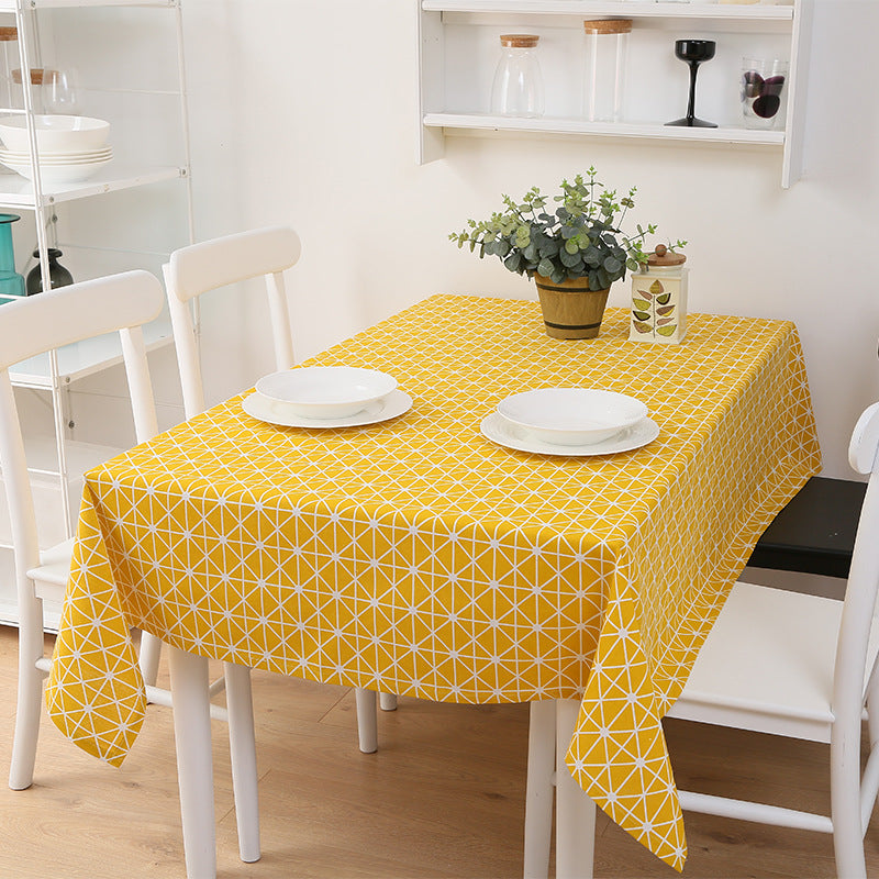 Geometric Tablecloth in Gray or Yellow, table cover, dining tablecloth and party tablecloth