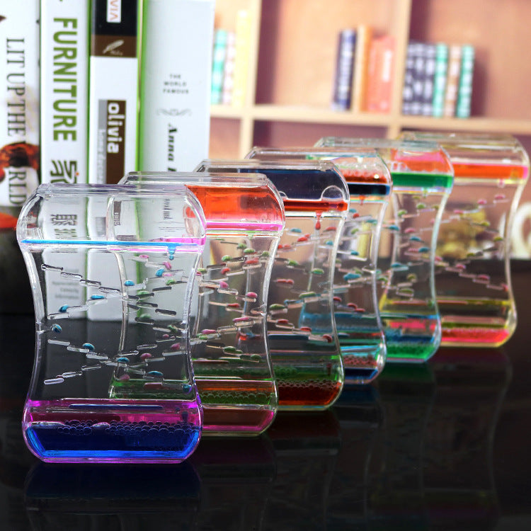 Colorful Liquid-Motion Hourglass Desk Ornament, liquid timer and motion timer
