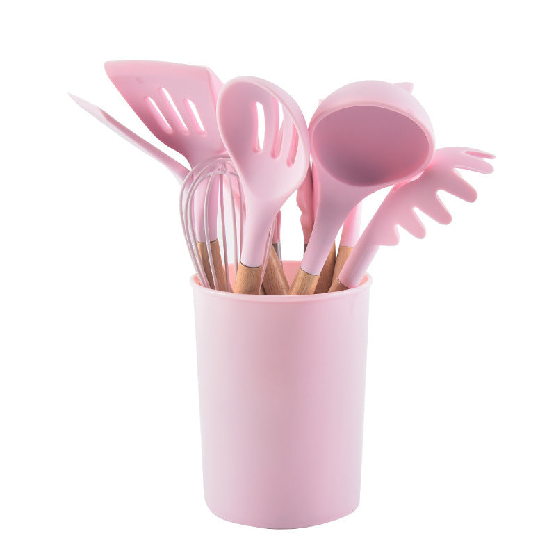 Silicone Kitchen Utensils with Wooden Handles — 12-Piece Set, cooking utensils, spatula set and kitchen tool set
