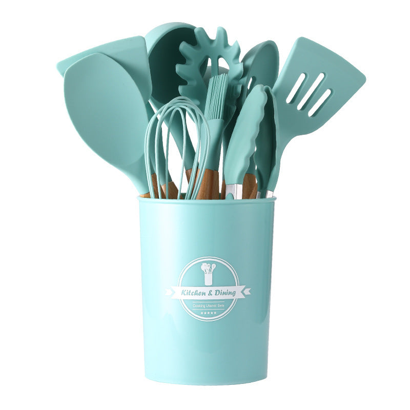Silicone Kitchen Utensils with Wooden Handles — 12-Piece Set, cooking utensils, spatula set and kitchen tool set