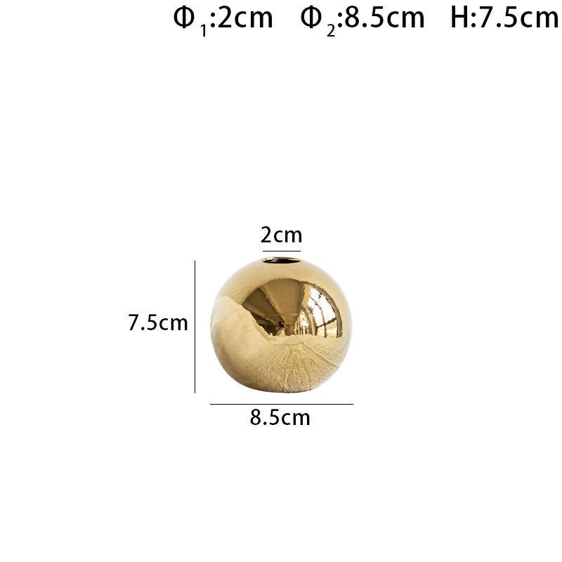 Gold Ceramic Vase with Rounded Shape, flower vase and home decor vase