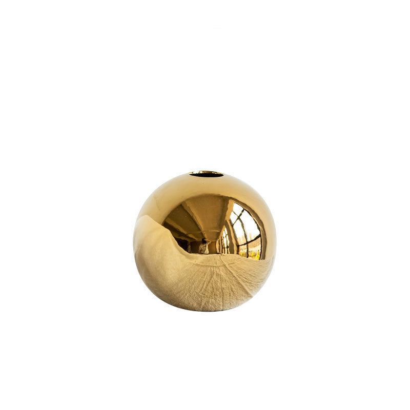 Gold Ceramic Vase with Rounded Shape, flower vase and home decor vase