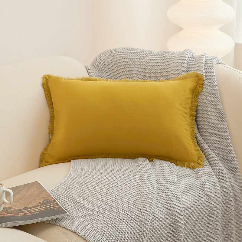 Solid-Color Pillow Cover with Fringe Options, throw pillow cover, cushion cover and sofa pillowcase