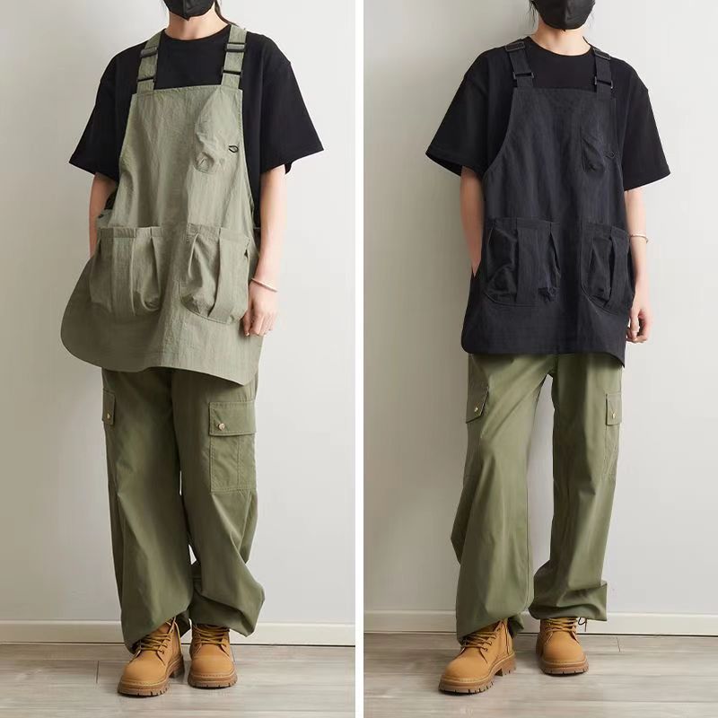 Taslan Kitchen Apron in Black or Khaki, cooking apron and chef apron