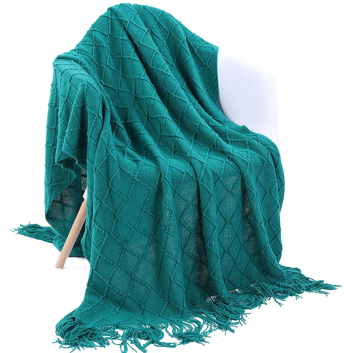 Acrylic Knit Throw Blanket with Tassels, knit blanket and sofa throw