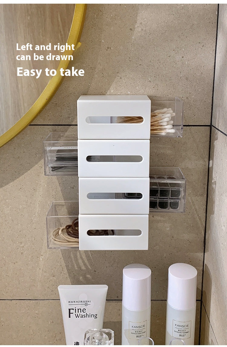 White Wall-Mounted Bathroom Storage Box, bathroom organizer and wall shelf
