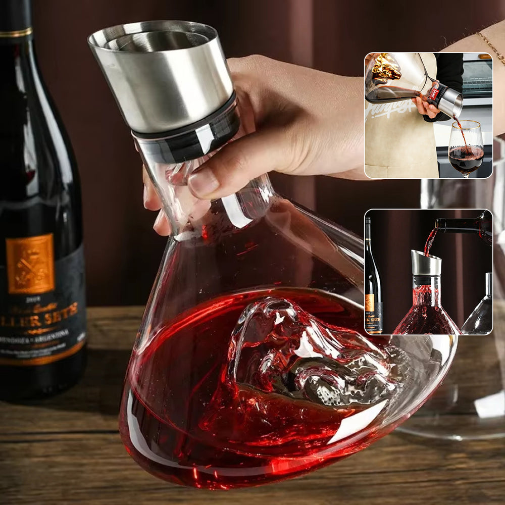 Glass Wine Decanter with Sculptural Base Options, wine carafe and barware