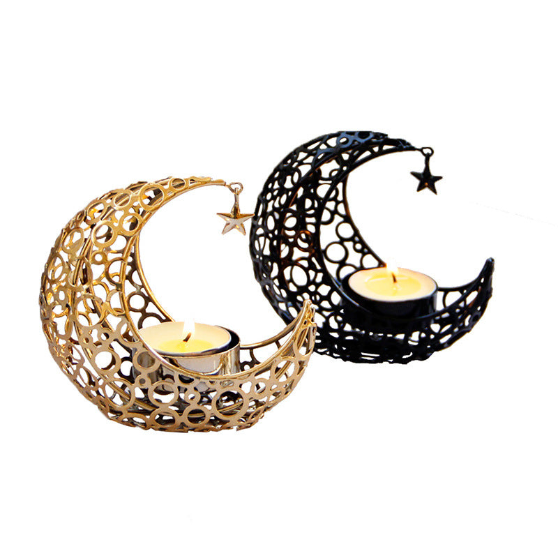 Crescent Moon Metal Candle Holder, moon candlestick and table decor