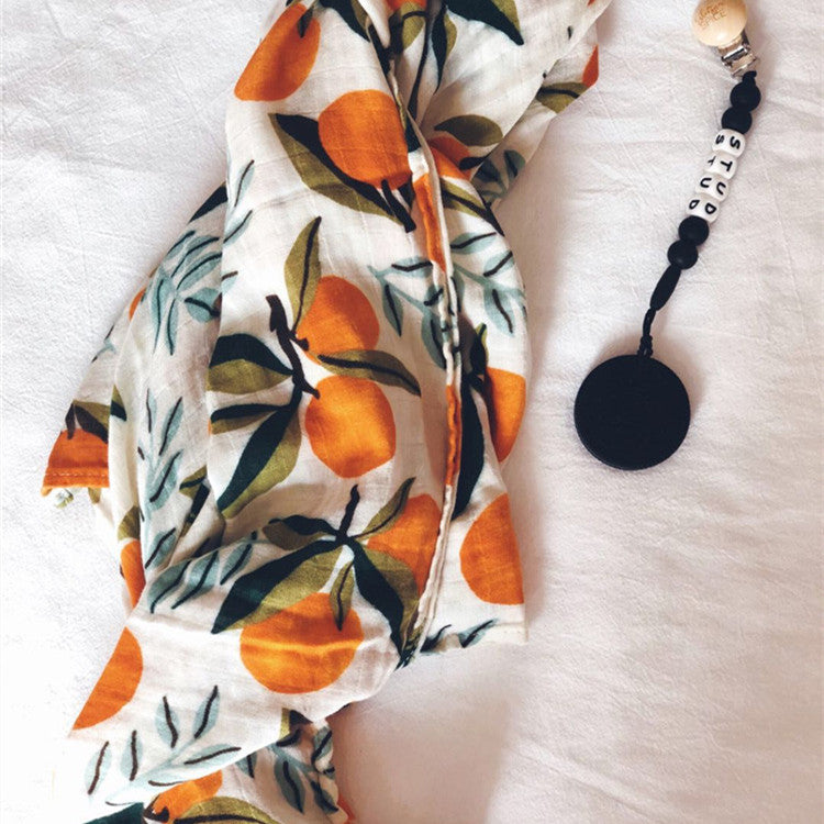 Orange Printed Bamboo-Fiber and Cotton Blanket, throw blanket, sofa blanket and bed blanket