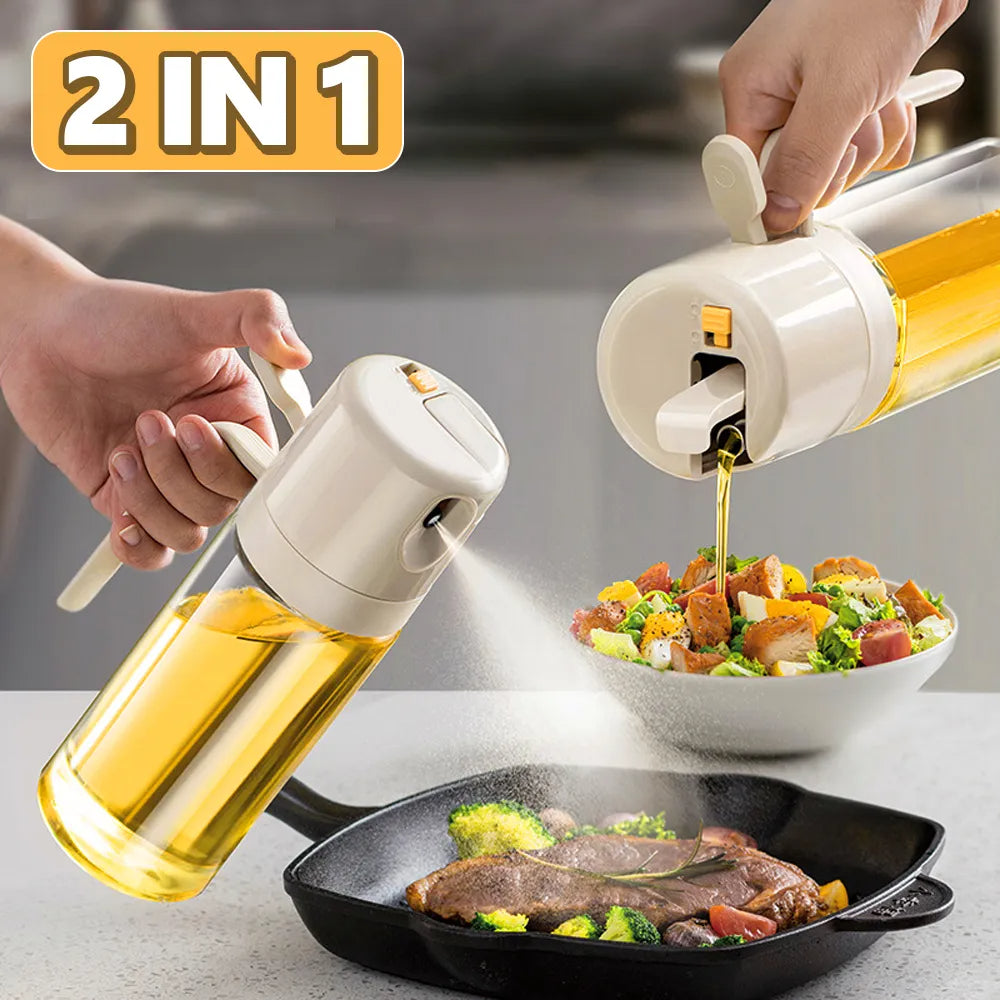 2-in-1 Glass Oil Sprayer and Dispenser, oil bottle, cooking oil sprayer and kitchen dispenser