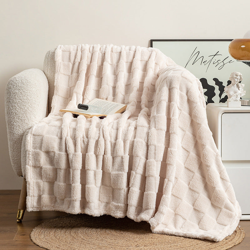 Checkered Jacquard Polyester Throw Blanket, checkered blanket and sofa throw