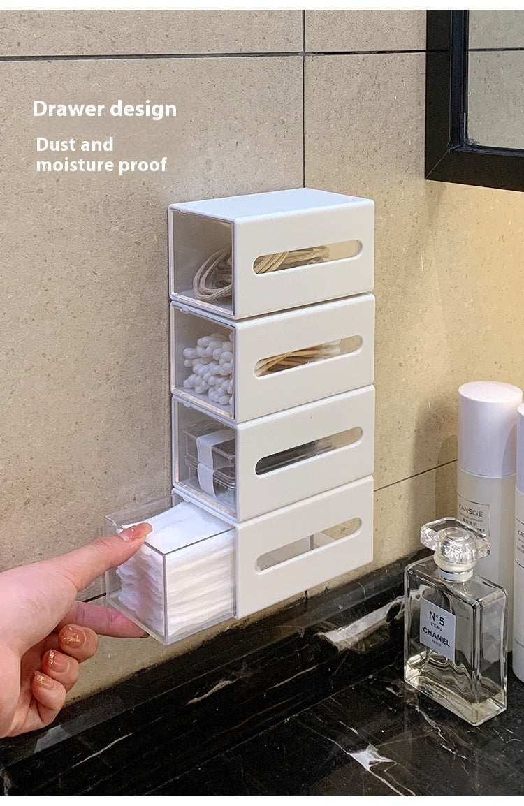 White Wall-Mounted Bathroom Storage Box, bathroom organizer and wall shelf