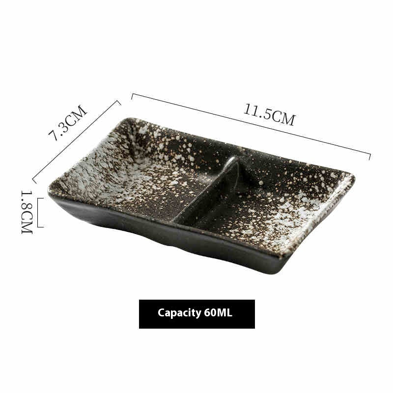 Two-Compartment Ceramic Sauce Dish, dipping bowl and condiment dish