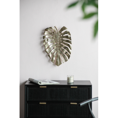 Gold Aluminum Monstera Leaf Wall Decor, product photo 3