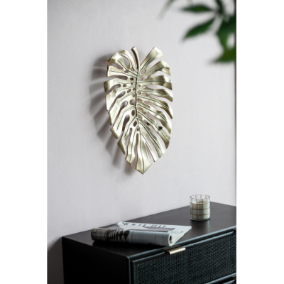 Gold Aluminum Monstera Leaf Wall Decor, product photo 12