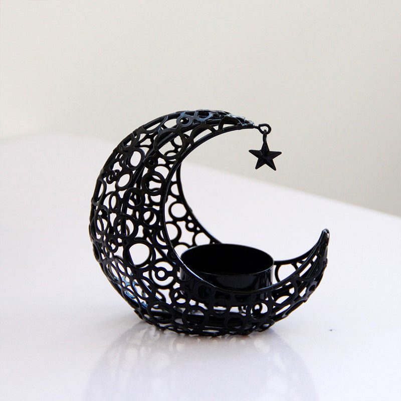 Crescent Moon Metal Candle Holder, moon candlestick and table decor