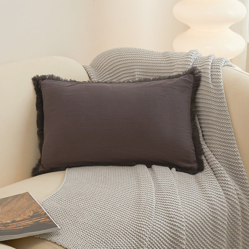 Solid-Color Pillow Cover with Fringe Options, throw pillow cover, cushion cover and sofa pillowcase