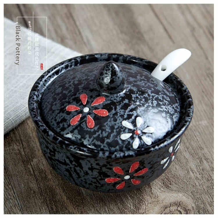 Decorative Ceramic Seasoning Jar with Lid, spice jar, seasoning canister and kitchen jar