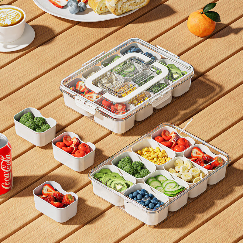 Eight-Compartment Snack Serving Tray with Lid, snack tray, divided serving tray and appetizer platter