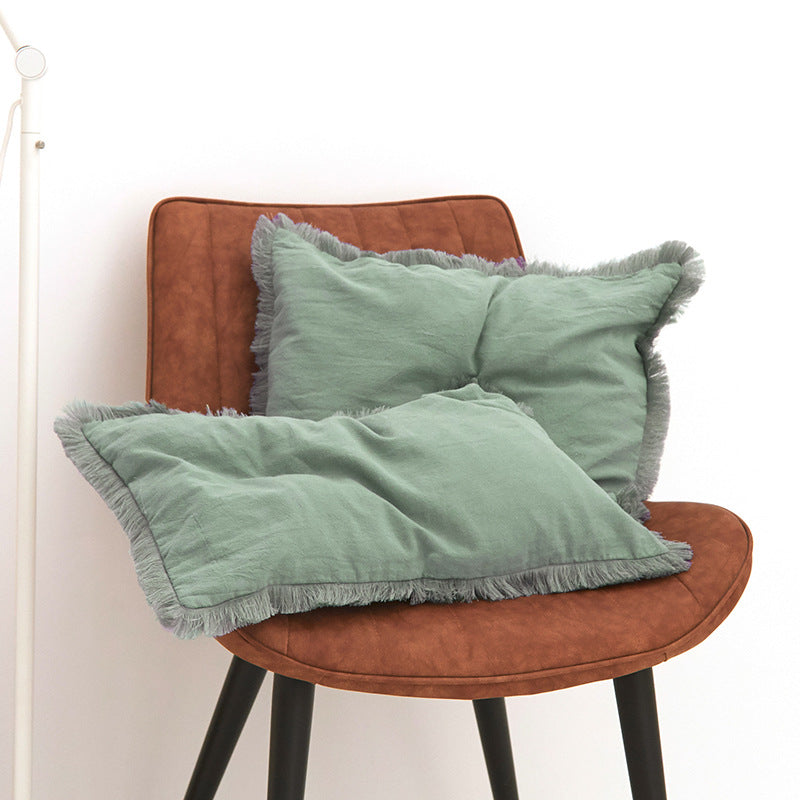 Solid-Color Pillow Cover with Fringe Options, throw pillow cover, cushion cover and sofa pillowcase