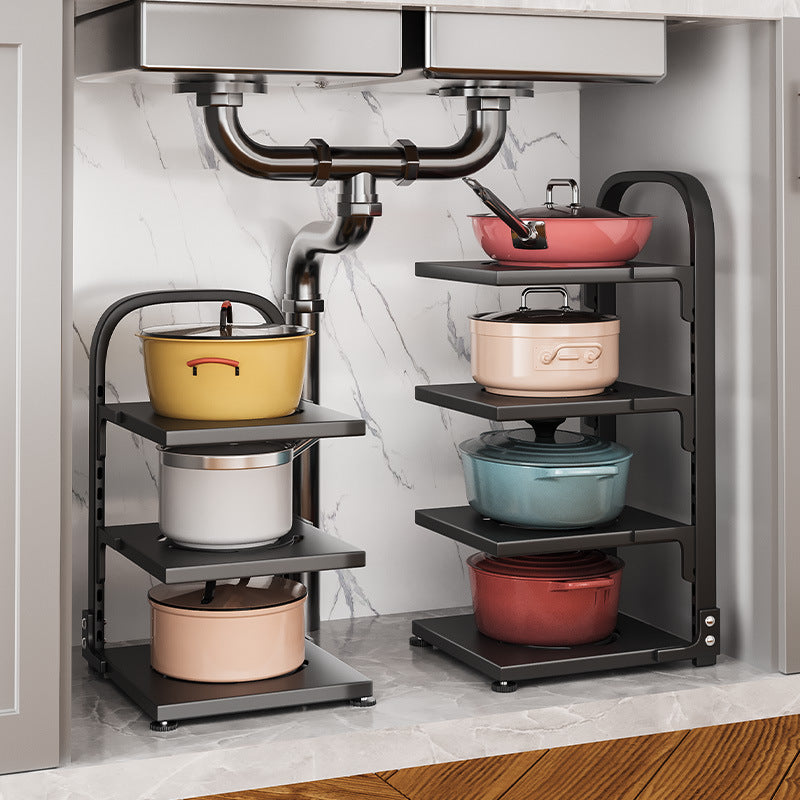 Carbon Steel Countertop Pot Rack, pot organizer, pan rack and cookware stand