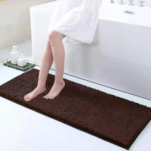 Solid-Color Polyester Bathroom Floor Mat, bath mat and bathroom rug