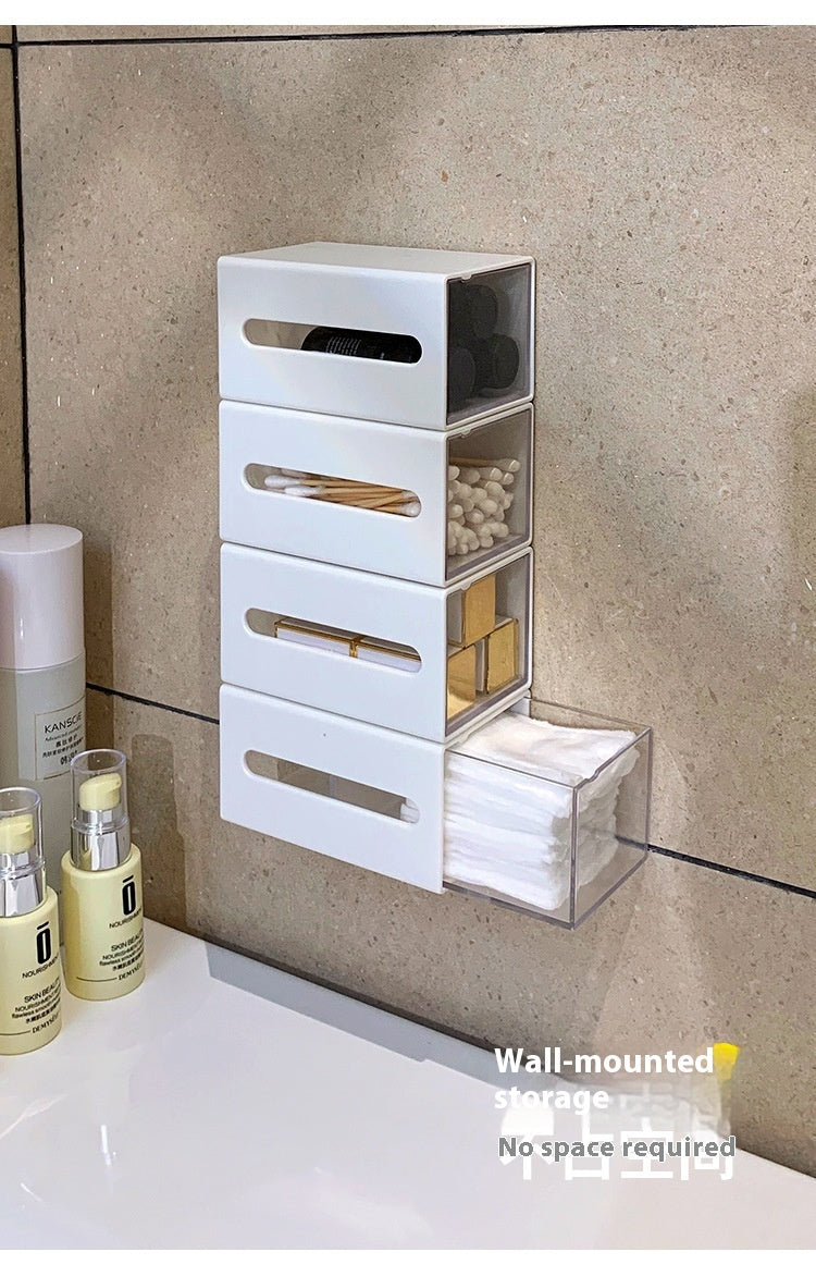 White Wall-Mounted Bathroom Storage Box, bathroom organizer and wall shelf