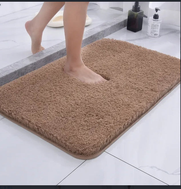 Solid-Color Polyester Bathroom Floor Mat, bath mat and bathroom rug