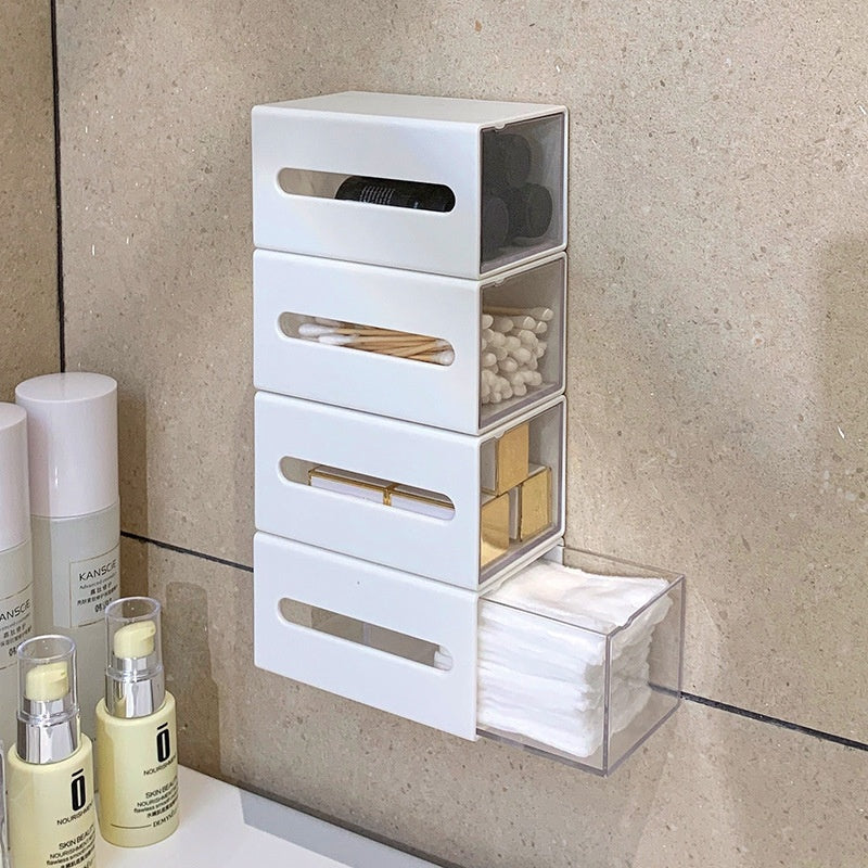 White Wall-Mounted Bathroom Storage Box, bathroom organizer and wall shelf