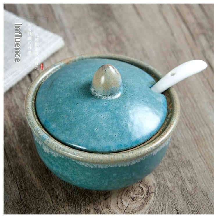 Decorative Ceramic Seasoning Jar with Lid, spice jar, seasoning canister and kitchen jar