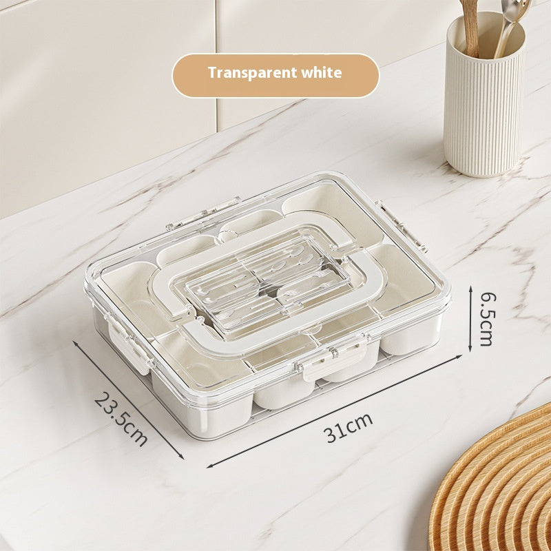 Eight-Compartment Snack Serving Tray with Lid, snack tray, divided serving tray and appetizer platter