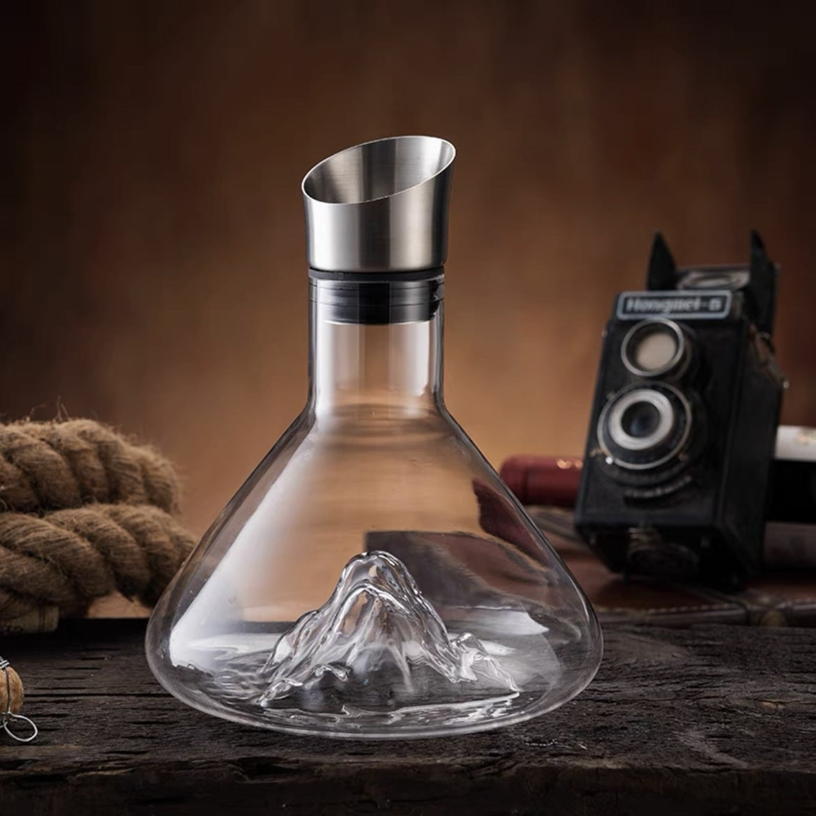 Glass Wine Decanter with Sculptural Base Options, wine carafe and barware