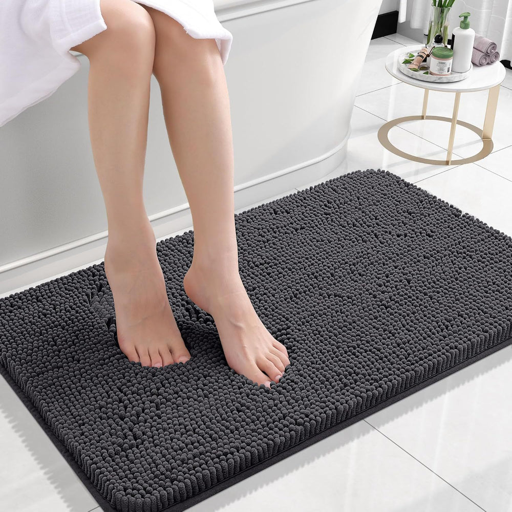 Solid-Color Polyester Bathroom Floor Mat, bath mat and bathroom rug