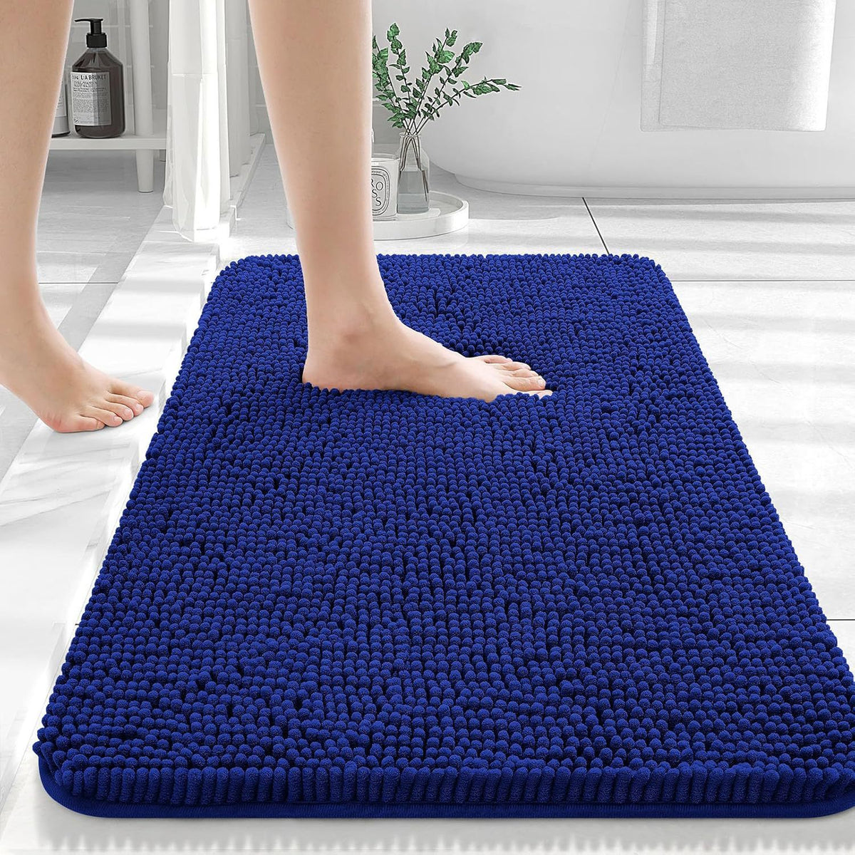 Solid-Color Polyester Bathroom Floor Mat, bath mat and bathroom rug