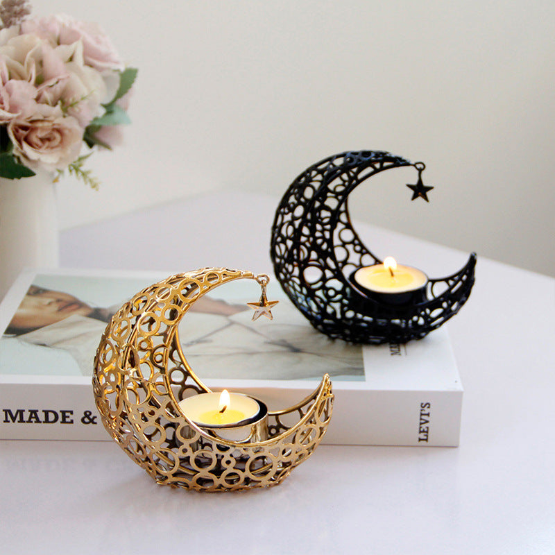 Crescent Moon Metal Candle Holder, moon candlestick and table decor