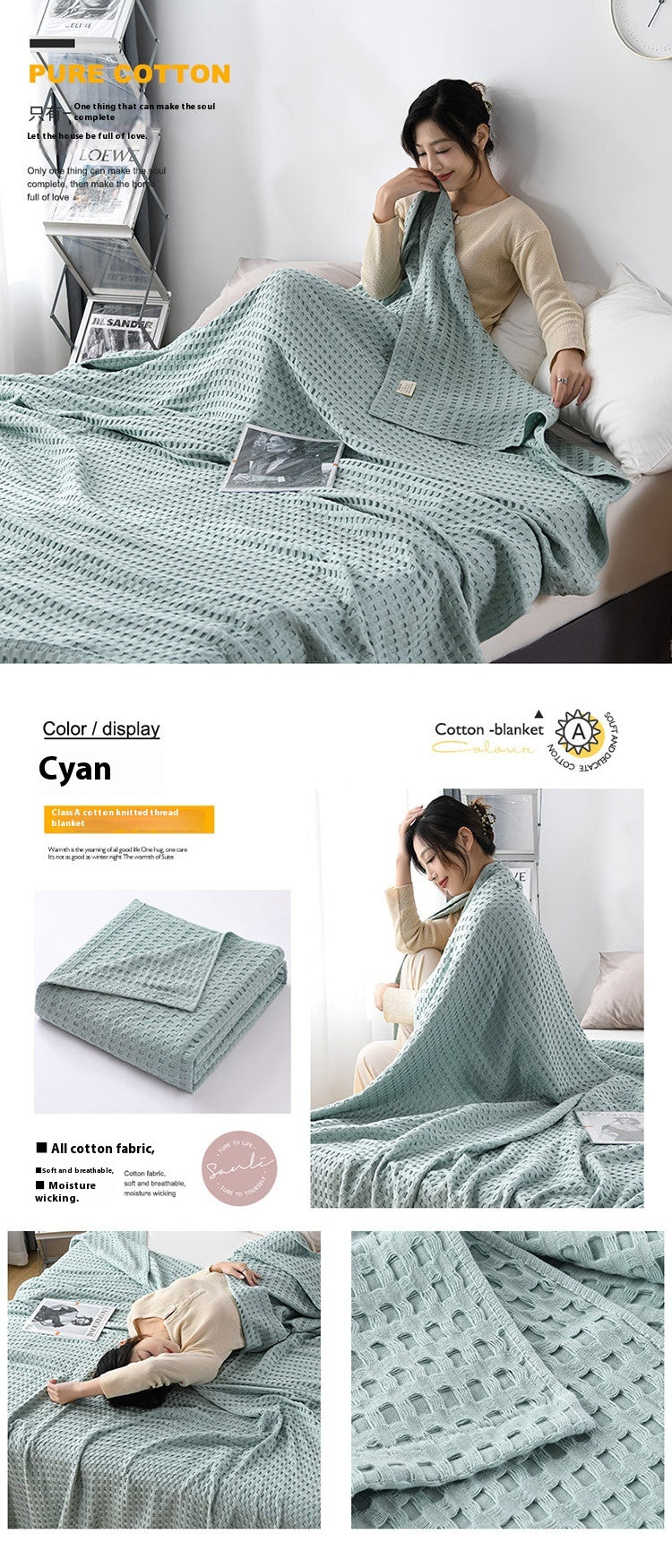 Waffle-Texture Sofa Throw Blanket, sofa blanket and waffle blanket