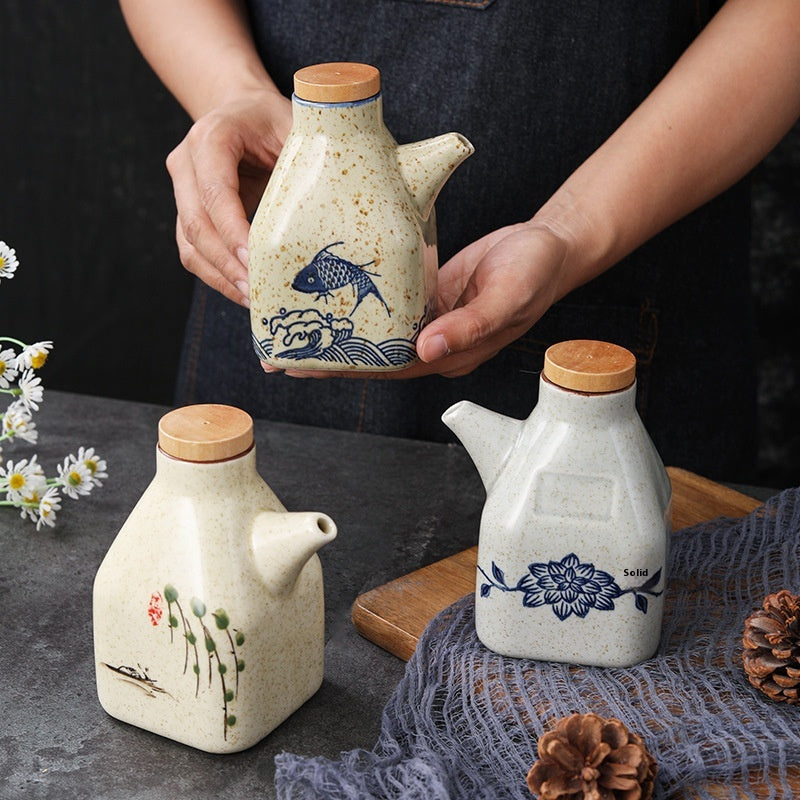 Decorative Ceramic Sauce and Oil Pot, sauce jar and condiment pot
