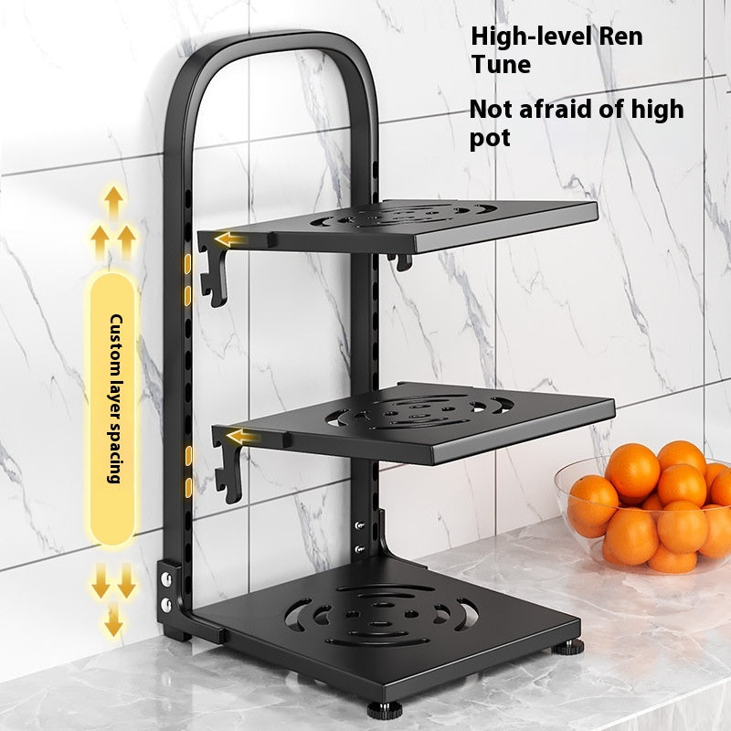 Carbon Steel Countertop Pot Rack, pot organizer, pan rack and cookware stand