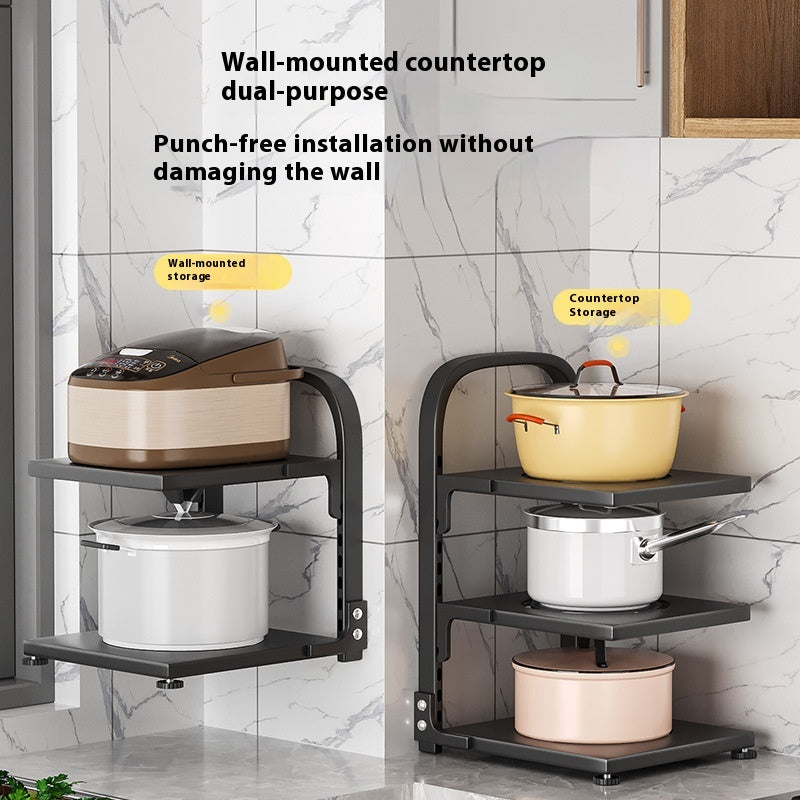 Carbon Steel Countertop Pot Rack, pot organizer, pan rack and cookware stand