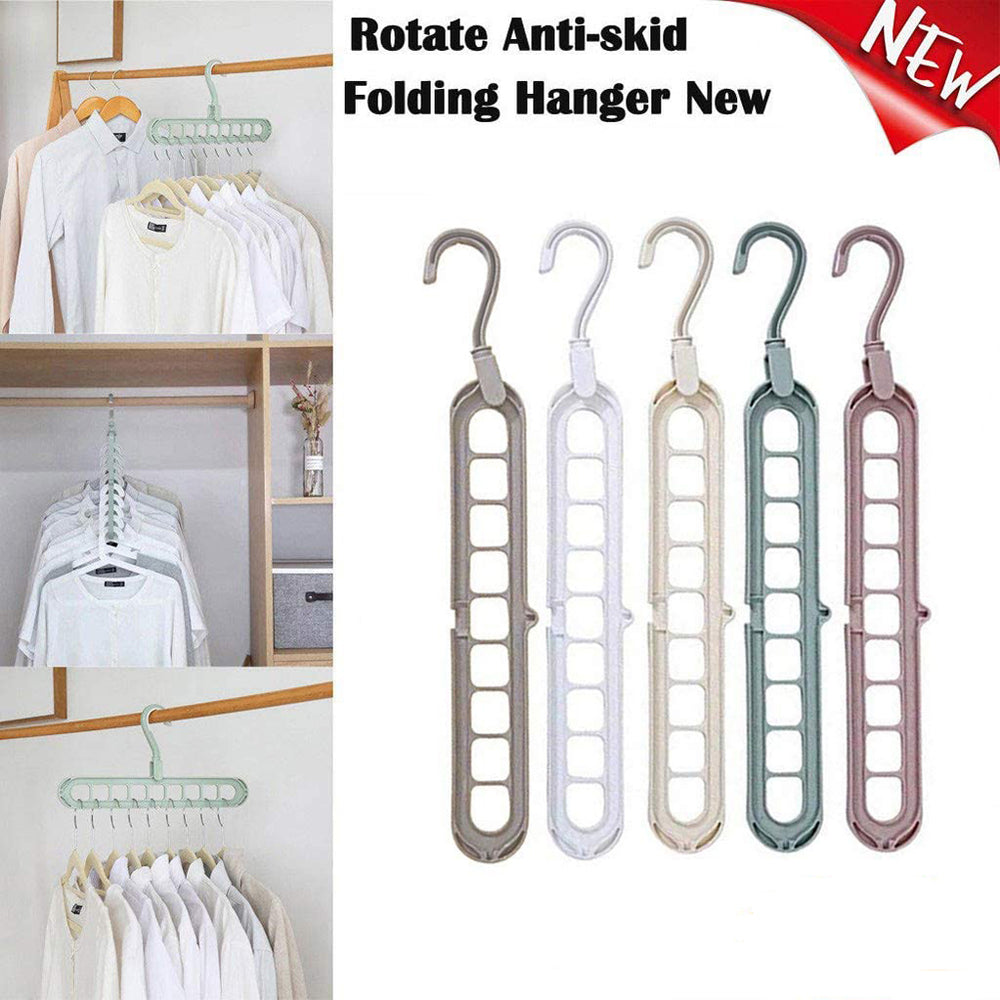 9-Hole Folding Clothes Hanger Organizer, hanger stacker, closet organizer and clothes hanger holder