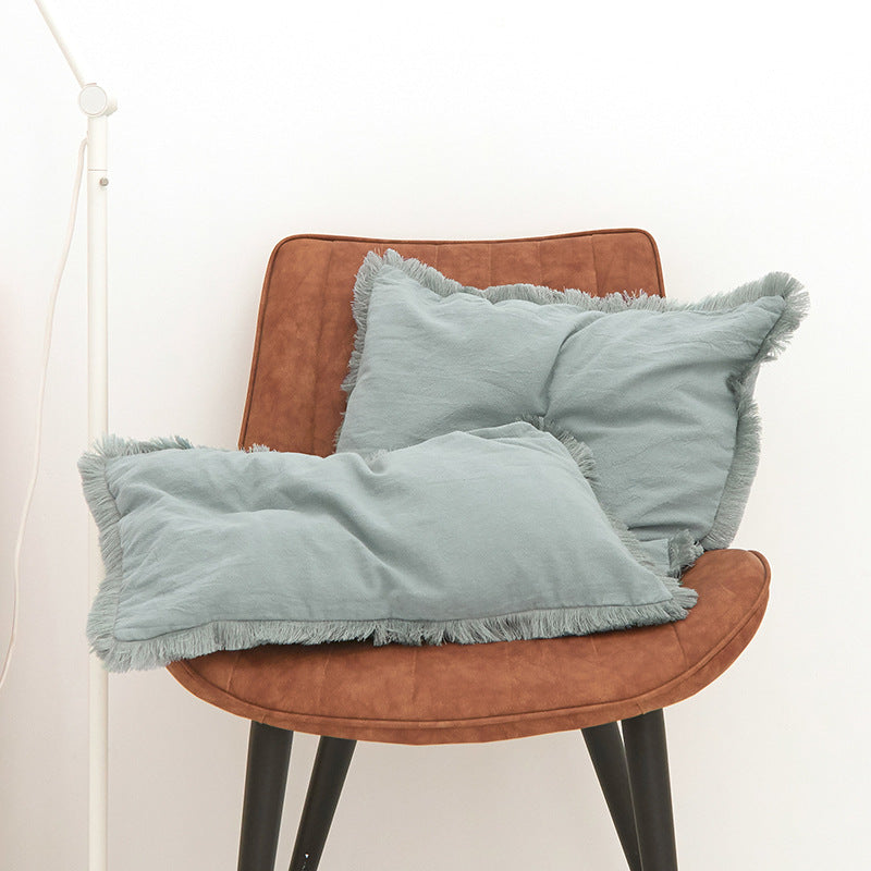 Solid-Color Pillow Cover with Fringe Options, throw pillow cover, cushion cover and sofa pillowcase