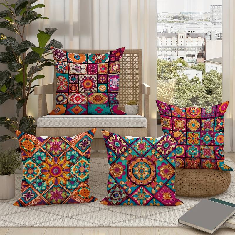 Bohemian Geometric Printed Pillow Cover, throw pillow cover, cushion cover and boho pillowcase