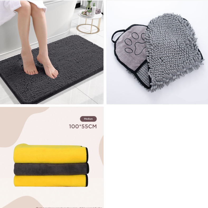 Solid-Color Polyester Bathroom Floor Mat, bath mat and bathroom rug